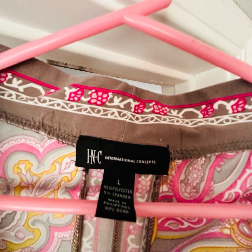 INC International Concepts Pink and Brown Paisley Midi Skirt - Picture 3 of 4